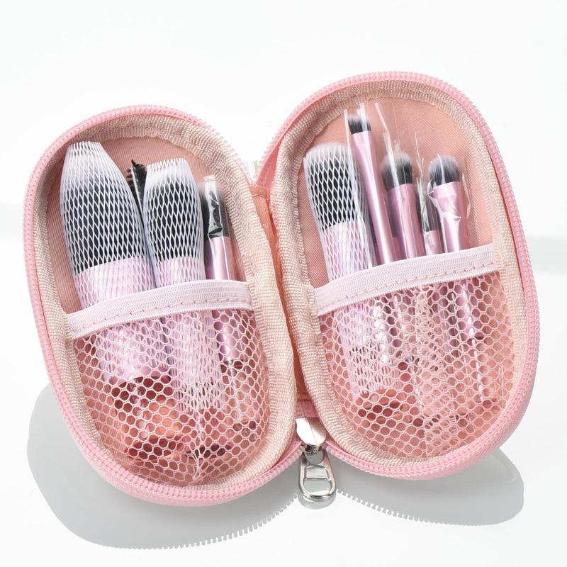 Makeup Brush Set with Storage Bag, 1 Set Multifunctional Portable Travel Makeup Brush & Puff Set, Professional Makeup Tools for Women