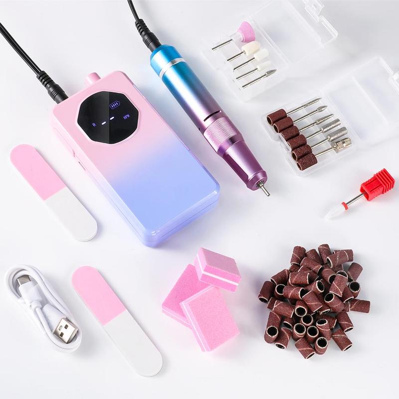 Portable Electric Nail Drill Machine, 1 Set Professional Nail Polisher & Nail Drill Bits Accessories, Nail Care, Nail Art, Manicure & Pedicure Tool for Home & Salon Use