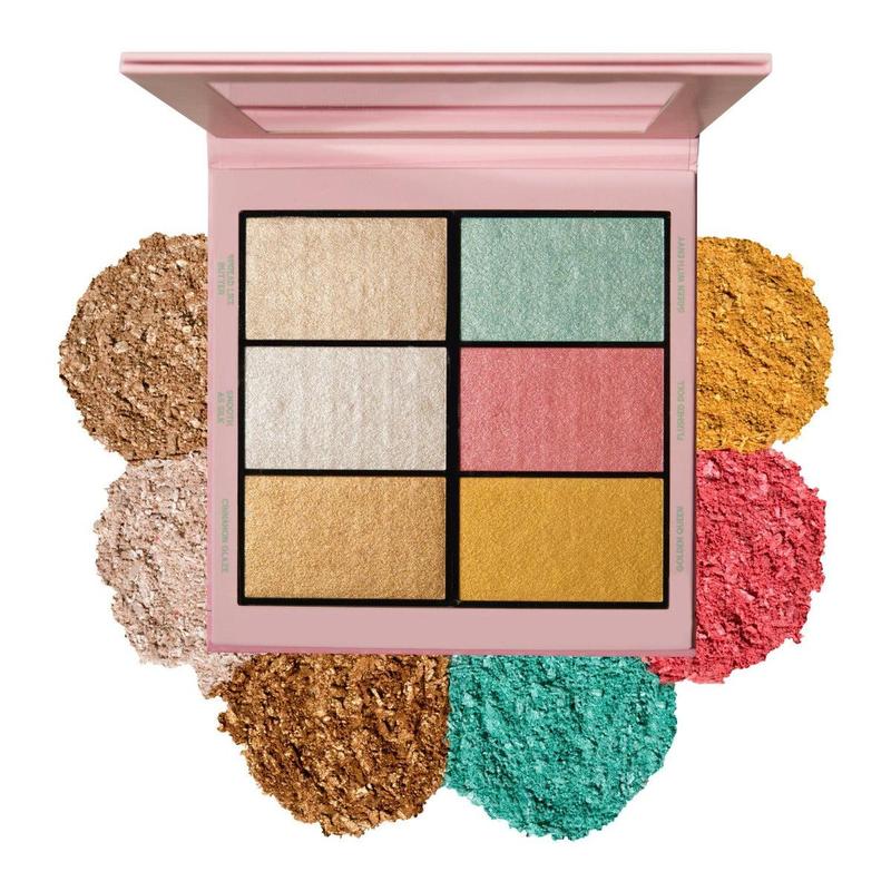 KimChi Chic Drama Queen Cosmetics Highlighter and Blush Palette - 6 Shimmery Colors for Flawless Makeup