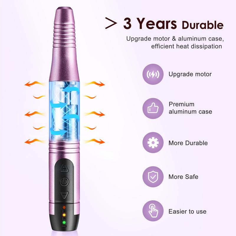 COSLUS Electric Nail Drill File Professional: for Acrylic Gel Dip Powder Nails Portable Nail Drill Machine Kit Manicure Pedicure Tools Polishing Set with Nail Drill Bits Sanding Bands