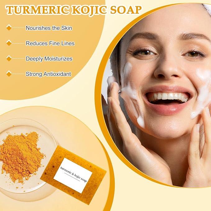 2 pieces of lemon turmeric quercetin soap, facial and body turmeric soap strips, suitable for all skin types, natural turmeric handmade soap, a miracle of nature, turmeric soap, radiates healthy skin Skincare Comfort