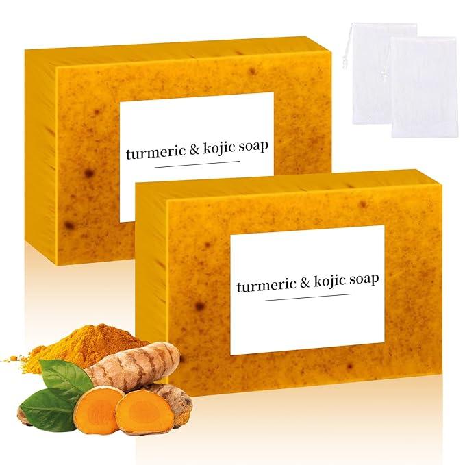 2 pieces of lemon turmeric quercetin soap, facial and body turmeric soap strips, suitable for all skin types, natural turmeric handmade soap, a miracle of nature, turmeric soap, radiates healthy skin Skincare Comfort