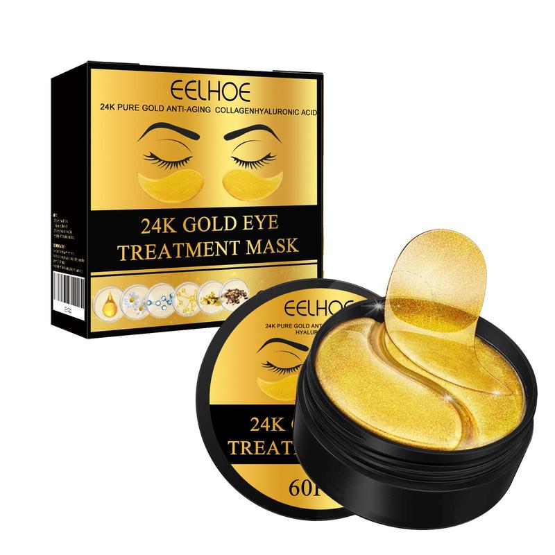 24k Gold Eye Mask, 60pcs box Moisturizing Eye Mask, Eye Care Patches, Eye Care Product for Women & Men, Daily Skincare Product