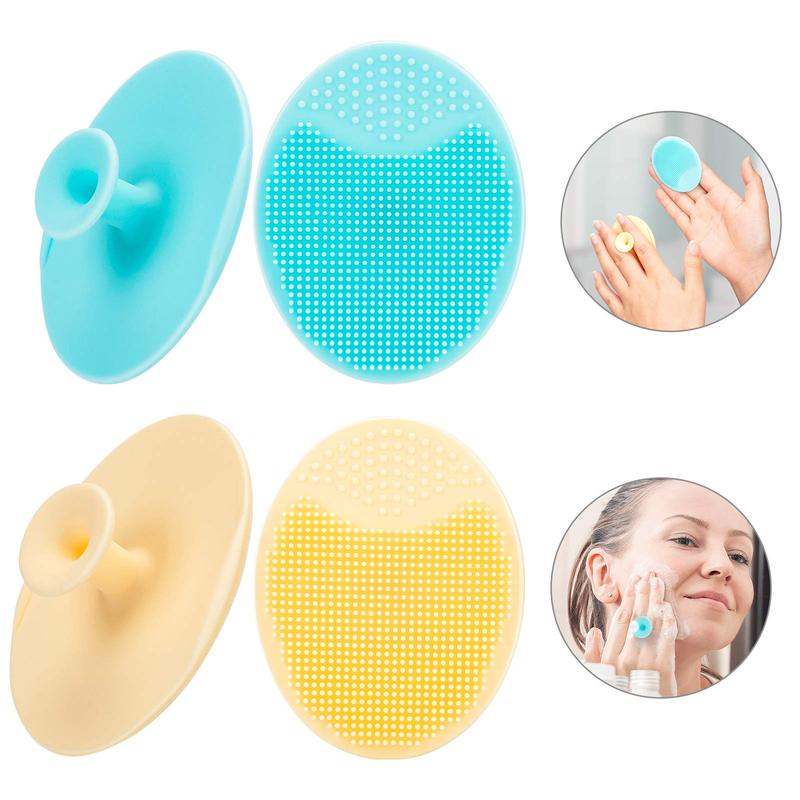 4 Pack Face Scrubber, Soft Silicone Facial Cleansing Brush Face Exfoliator Blackhead Acne Pore Pad Cradle Cap Face Wash Brush for Deep Cleaning Skin Care Comfort