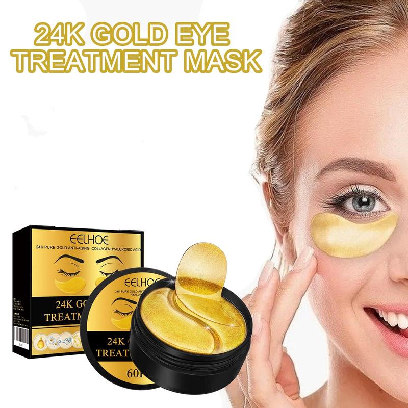 24k Gold Eye Mask, 60pcs box Moisturizing Eye Mask, Eye Care Patches, Eye Care Product for Women & Men, Daily Skincare Product