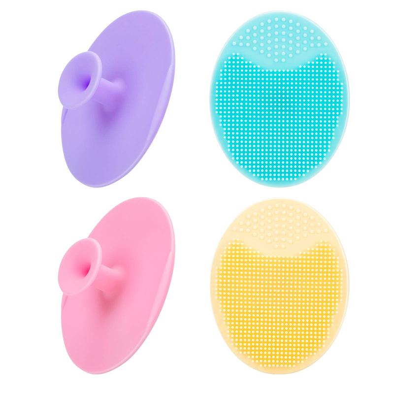 4 Pack Face Scrubber, Soft Silicone Facial Cleansing Brush Face Exfoliator Blackhead Acne Pore Pad Cradle Cap Face Wash Brush for Deep Cleaning Skin Care Comfort