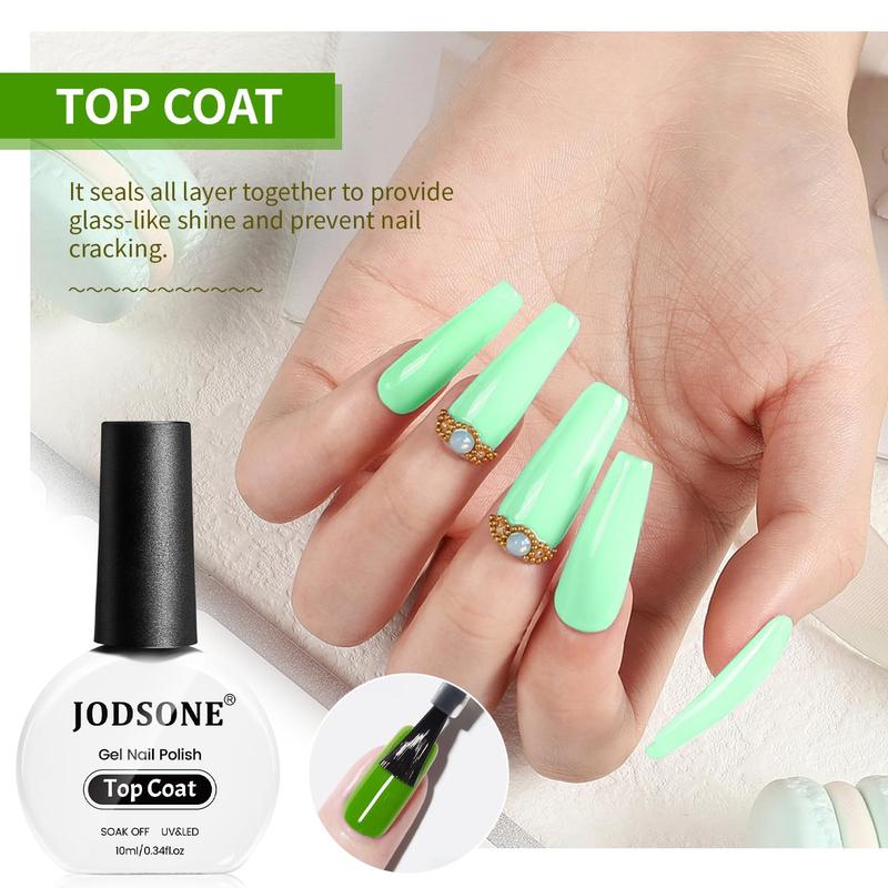 JODSONE 2 Bottles 10ml Of Top Coat Base Coat Gel Polish Set Bright Surface At Home DIY Nail Salon Girl Gift, transparent