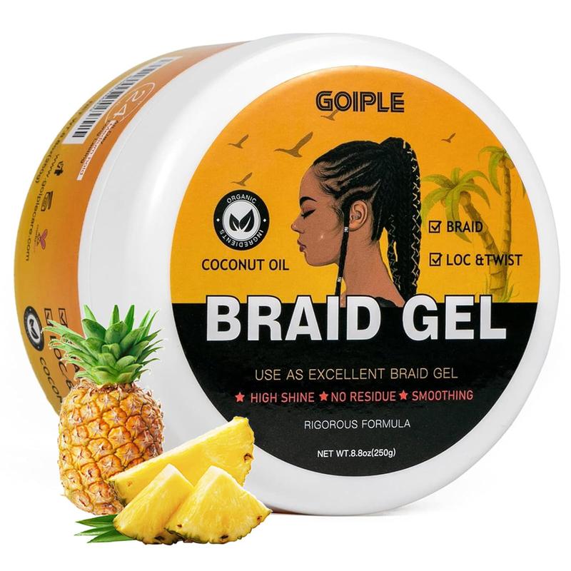 Strong Hold Braiding Gel 8.8OZ - Tames Frizz, High Shine, No Flake, Edge Control for Twists, Locs, and Cornrows(Pineapple)