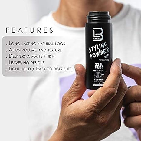 L3 Level 3 Styling Powder - Natural Look Mens Powder - Easy to Apply with No Oil or Greasy Residue Mens Haircare Pack Comfort