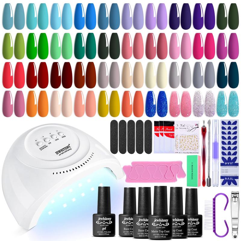 JEWHITENY Gel Nail Polish Kit with 120W U V LED Nail Lamp Starter Kit, 33 Pcs Gel Polish Set Soak off Glossy & Matte Top Coat Base Coat Manicure Nail Tools DIY Home Halloween Nails Gifts for Women