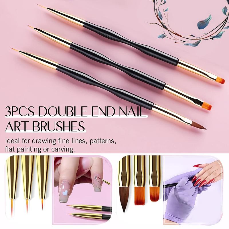 Nail Art Brush Kit, 31pcs box Nail Tip Painting Brush, 3D Builder Gel Brush, Carving Dotting Drawing Pen, Professional Nail Design Tool for Home & Salon Use