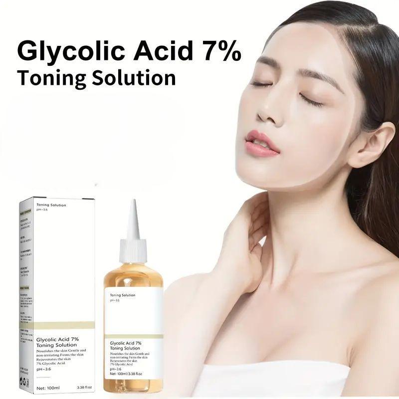 2PCS Acid 7% Toner Hydrating Glycolic Acid Toner - 3.38oz, Fragrance-Free & Alcohol-Free, Perfect for All Skin Types, Evens Skin Tone & Firms