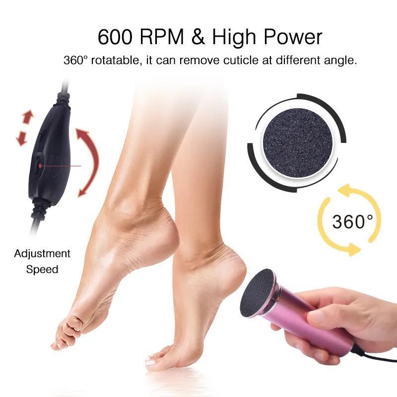 Electric Foot File, 1 Set Rechargeable Foot Callus Remover with 180pcs Sandpaper Disk, Professional Pedicure Tool for Home & Salon Use, Christmas, Fall, Winter Gift, Thanksgiving Gifts