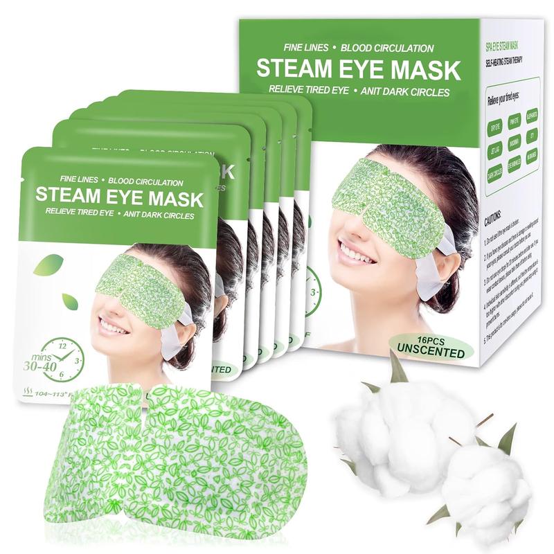 16 Packs Steam Eye Masks for Dry Eyes, SPA Warm Eye Mask, Eye Fatigue Hot Sleep Eye Mask for Puffy Eyes Mask, Disposable Moist Heating Compress Pads for Sleeping, Christmas Gift