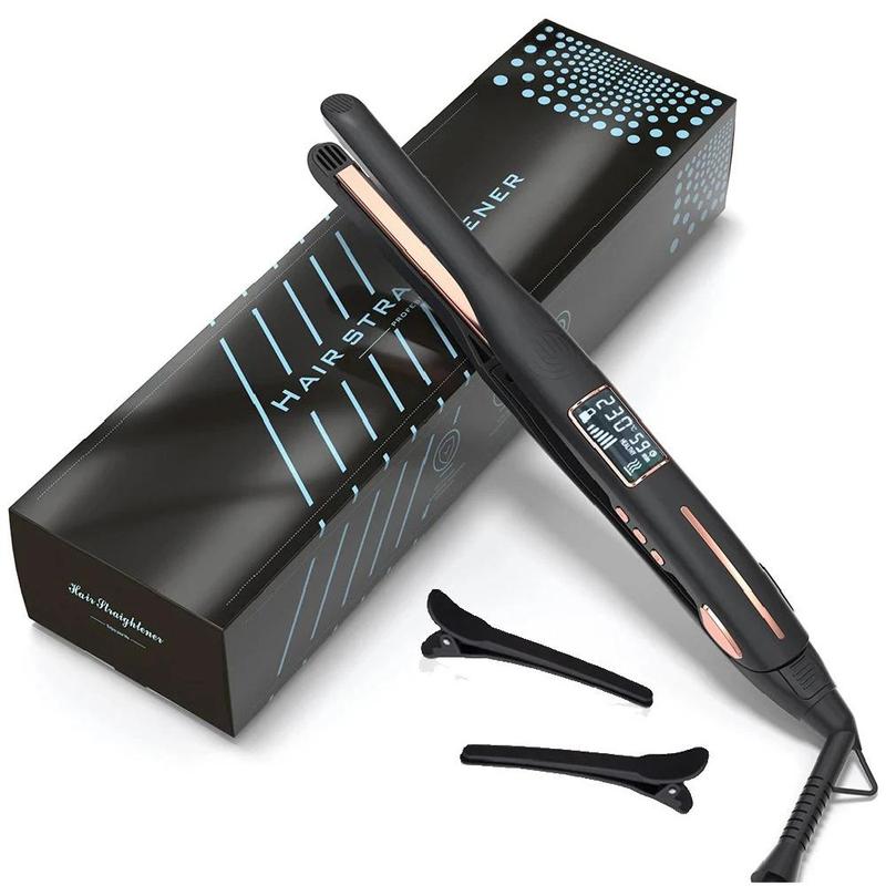 2 in 1 Mini Titanium Hair Straightener, Hair Curler with LCD Display for Short Hair, Professional Hair Styling Tool for Home & Salon Use