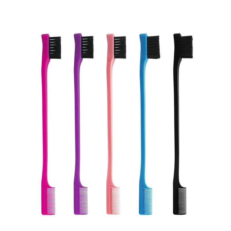 Bling Hair 1pcs Random Color Hair Edge Brush Double Sided Edge Hair Comb Natural Styling Eyebrow and Hair Combs Smooth Grooming for Women