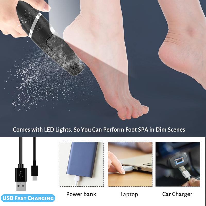 Professional Electric Foot Callus Remover, Rechargeable Electronic Foot File Pedicure Tool Kit, Water-Resistan Foot Scrubber File with 4 Grinding Heads, Foot Care for Dead Skin Ideal Gift for Everyone