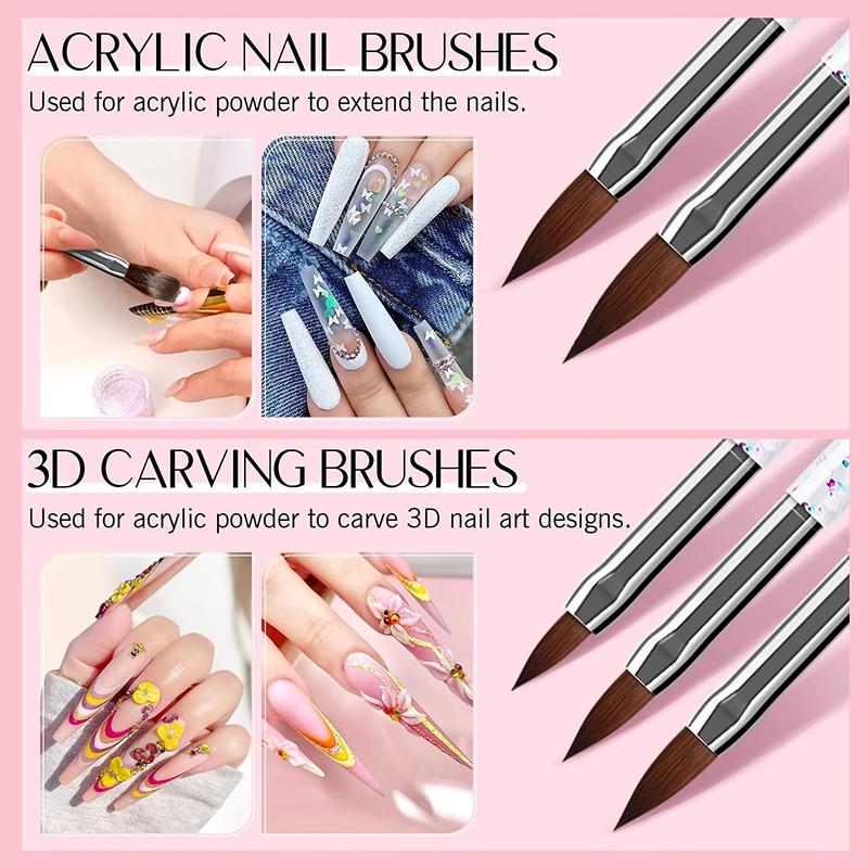 Nail Art Brush Kit, 31pcs box Nail Tip Painting Brush, 3D Builder Gel Brush, Carving Dotting Drawing Pen, Professional Nail Design Tool for Home & Salon Use