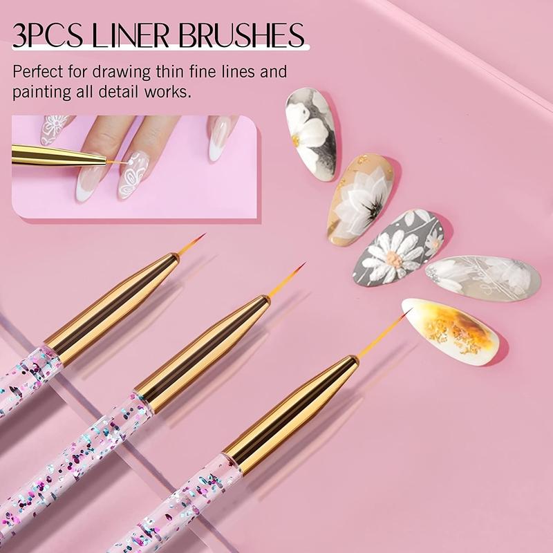 Nail Art Brush Kit, 31pcs box Nail Tip Painting Brush, 3D Builder Gel Brush, Carving Dotting Drawing Pen, Professional Nail Design Tool for Home & Salon Use