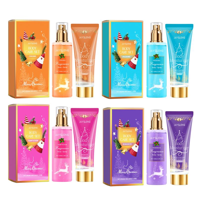 1 2 4set Jaysuing Christmas Fragrance Body Care Set Deodorant Spray Body Lotion Holiday Party Long Lasting Fragrance Brightening Shea