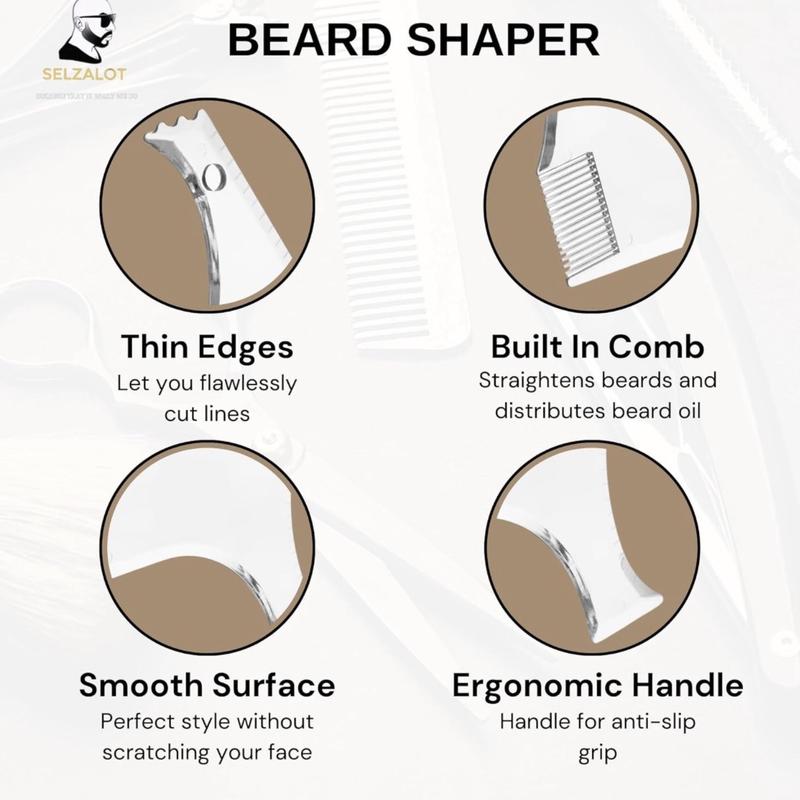 Beard Shaper for Men Beard Lineup Tool for Grooming Beard Guide Shaping Tool for Straight Curve Cut Barber Tool Shaper Haircare Straightener Heatless