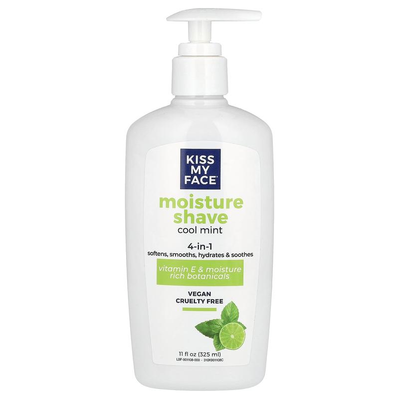 Kiss My Face 4 in 1 Moisture Shave, Cool Mint, 11 fl oz (325 ml)