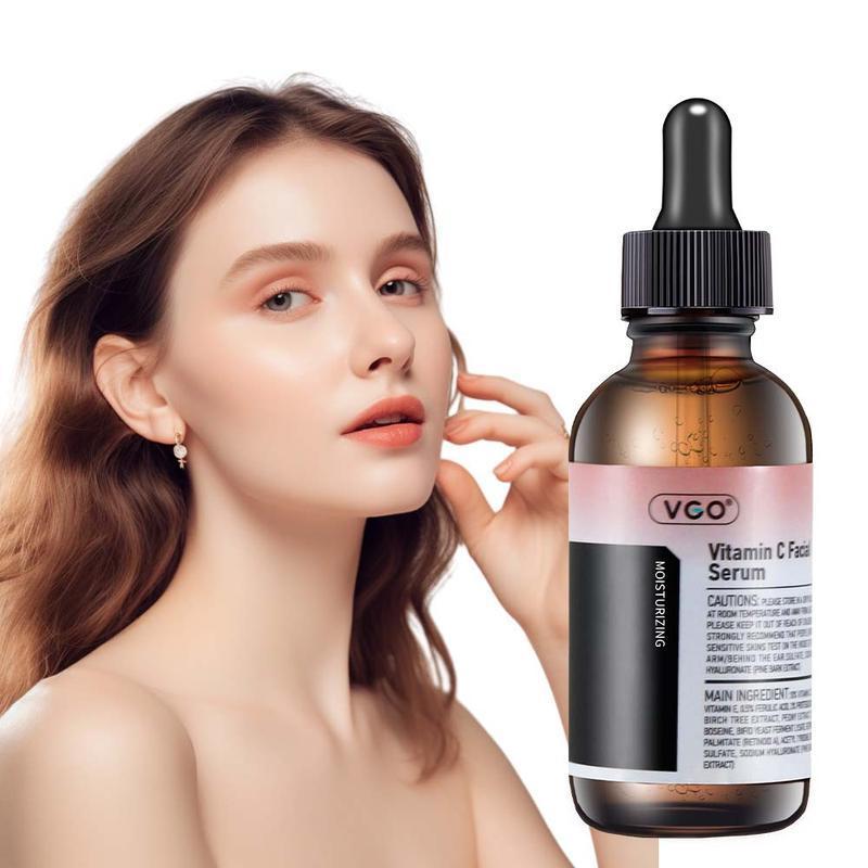 VGO Vitamin C Serum Essence,30ml 60ml Comfort Skincare Face Serum,Gentle Organic Facial Serum Vitamin E Cream-A Daily Cleanser-B3 Cleanser Daily Facial Serum Pack Skin Cleansing Skin Repair Facial Wash vgo long-lasting hydration