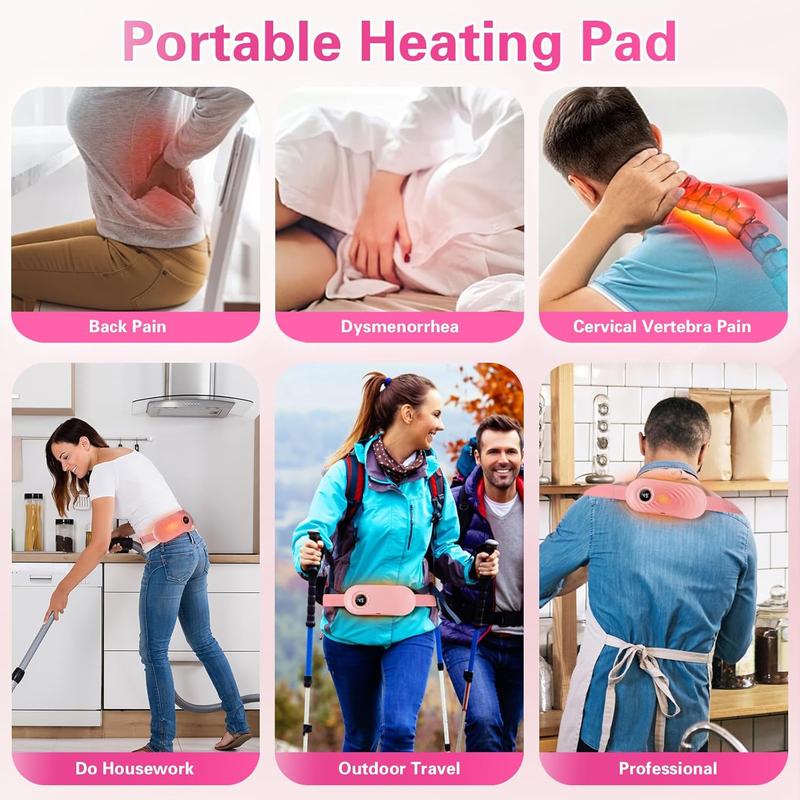 Heating Pad for Period Cramps 5000mAh, Portable Heating Pad with 6 Heating Levels and 6 Massage Modes, Menstrual Heating Pad with 3 Timer Auto Off Set