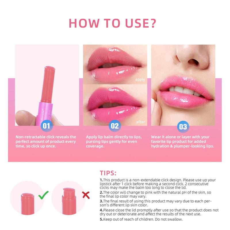 Moisturizing Color Changing Lipstick (1 Count), Long Lasting Tinted Lip Balm, Hydrating Lip Stain, Girls and Women Makeup Accessories