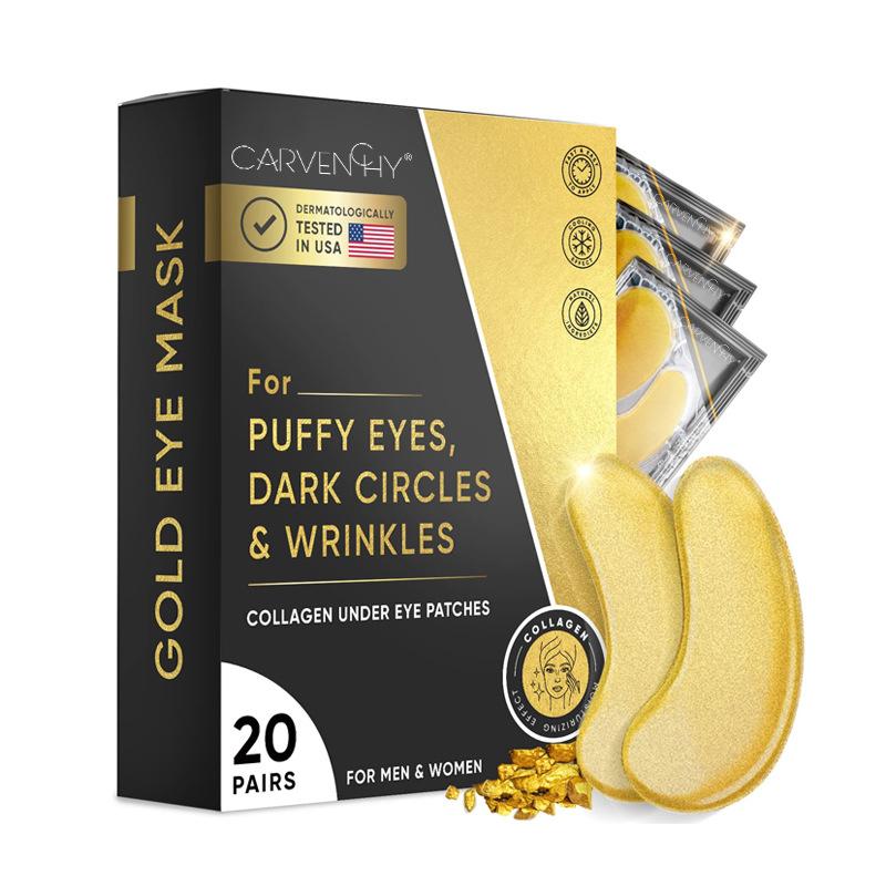 Golden Glow Under Eye Patches - Rejuvenating Treatment for Dark Circles, Puffy Eyes, Refreshing, Revitalizing, Travel, Firming, Wrinkles