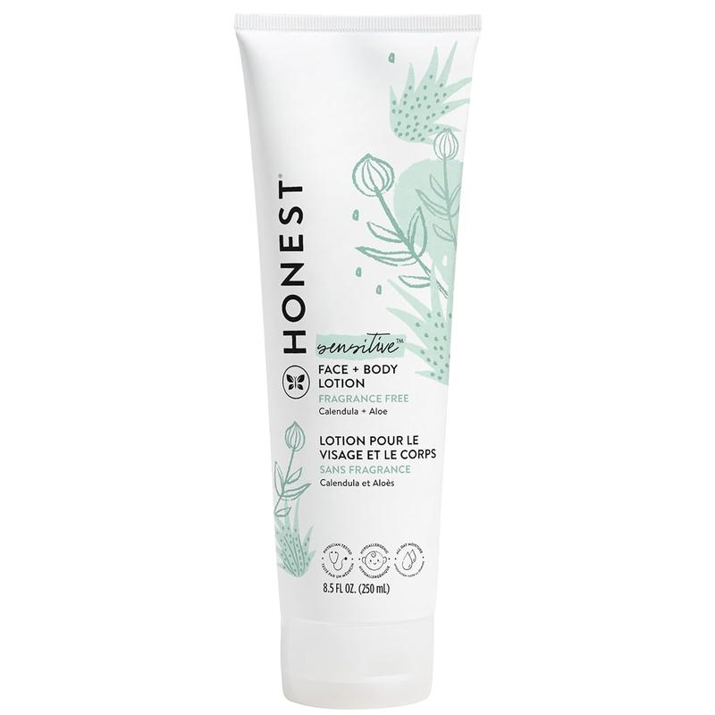 The Honest Company Hydrating Face + Body Lotion | Fast Absorbing, Naturally Derived, Hypoallergenic | Fragrance Free Sensitive, 8.5 fl oz