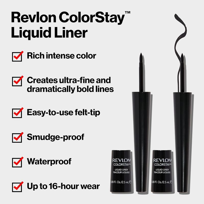 Revlon Liquid Eyeliner, ColorStay Eye Makeup, Waterproof, Smudgeproof, Longwearing with Ultra-Fine Tip, 251 Blackest Black, 0.08 Fl Oz (Pack of 1)