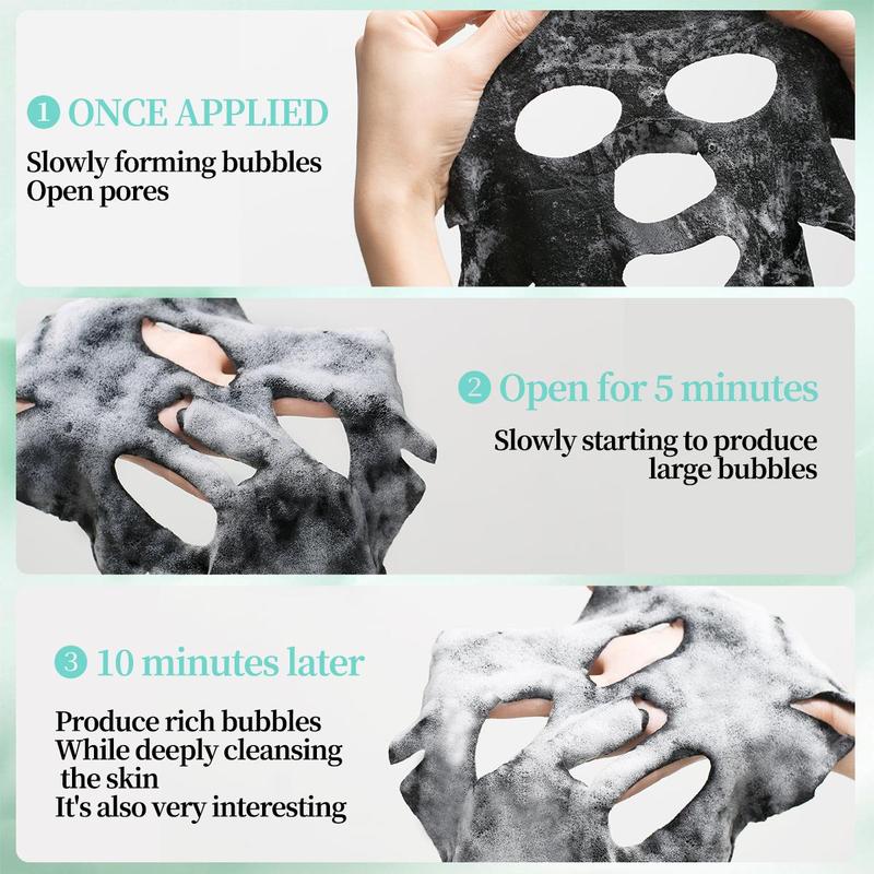 Bubble Mask, 5 Counts set Deep Cleansing Pore Mask, Oil Control Exfoliating Mask, Gentle Refreshing Mask, Suitable for Daily Facial Cleaning