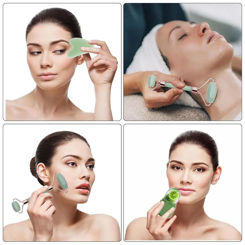 Viral Ice Roller Face! Jade Roller & Gua Sha Facial Tool. Reusable Ice Stick to Remove Dark Circle. Massager for Wrinkles & Eye Puffiness. Silicone Ice Mold Face. Skin Gift Set for Women and Men. Beauty and Wellness Essential for 2024.