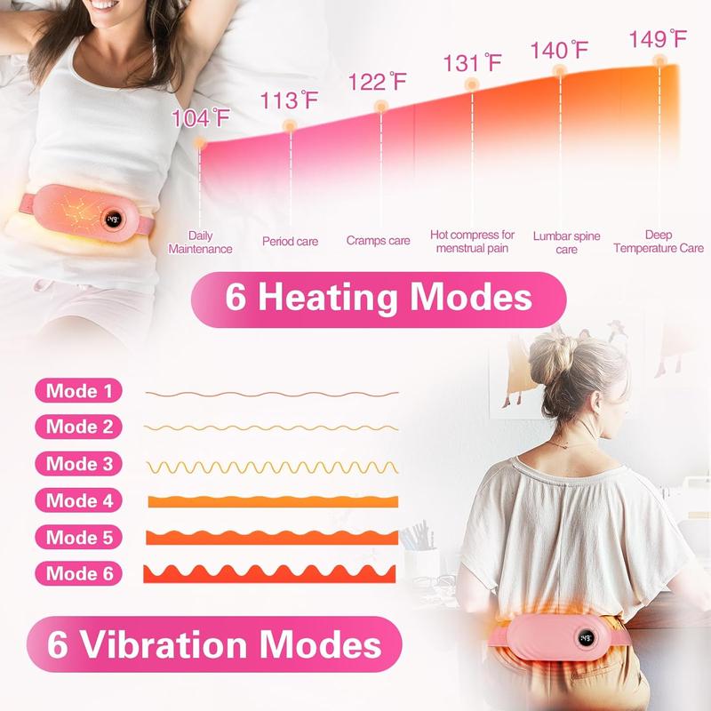 Heating Pad for Period Cramps 5000mAh, Portable Heating Pad with 6 Heating Levels and 6 Massage Modes, Menstrual Heating Pad with 3 Timer Auto Off Set