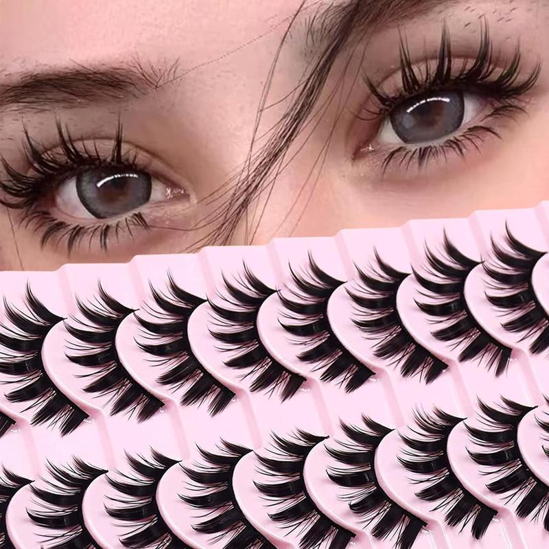 Manga Style Cat Eye Look Fake Eyelash, 10 Pairs Fluffy Spiky Lash Clusters Kit, Natural Curl Eye Mini Makeup Strip Lashes, Lash Clusters, Christmas Gift