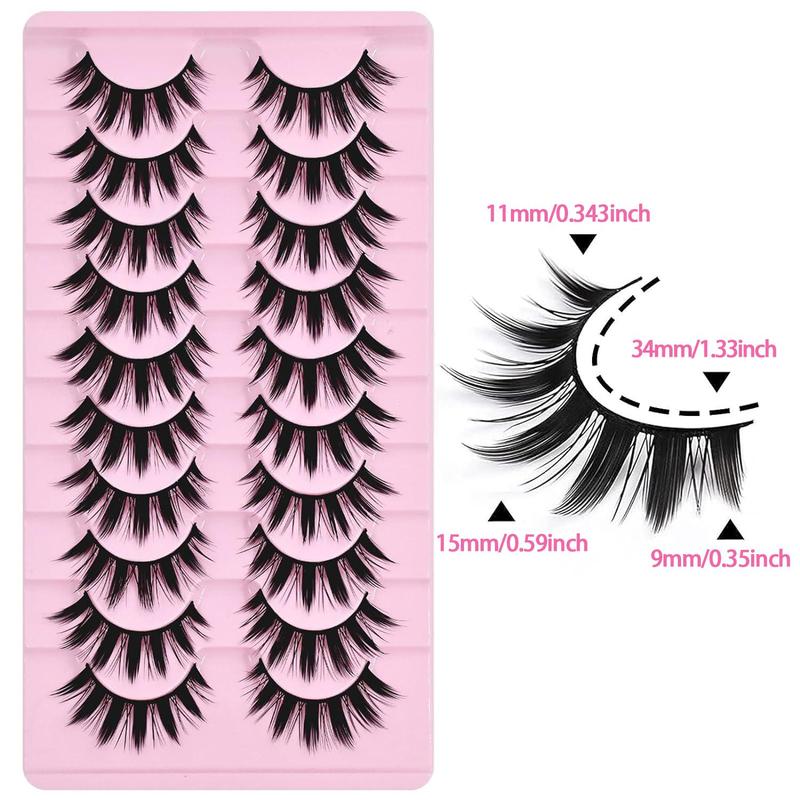 Manga Style Cat Eye Look Fake Eyelash, 10 Pairs Fluffy Spiky Lash Clusters Kit, Natural Curl Eye Mini Makeup Strip Lashes, Lash Clusters, Christmas Gift