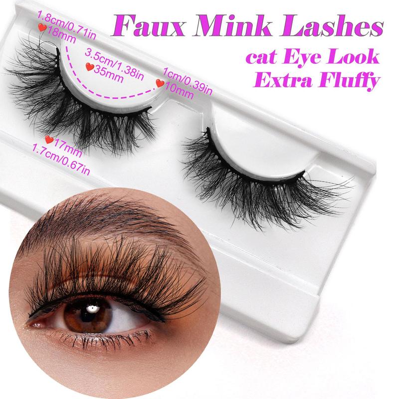 Fluffy False Eyelashes, 7 Pairs Wispy Natural Look Faux Cluster Lashes, Natural Curling Eye Makeup Strip Lashes, Full Volume Curl Eyelash, Lashes Extension Kit for Daily Use, Christmas Gift