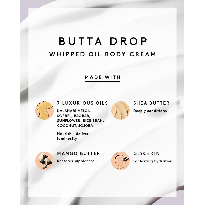 Butta Drop Whipped Oil Body Cream with Tropical Oils + Shea Butter   Toasted Marshmallow Body Care Lotions