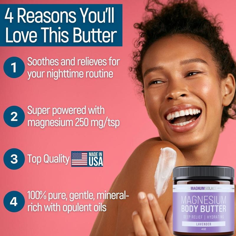 Magnesium Body Butter - Nighttime Magnesium Cream - Lightly Scented (Lavender) Body Care Lotions