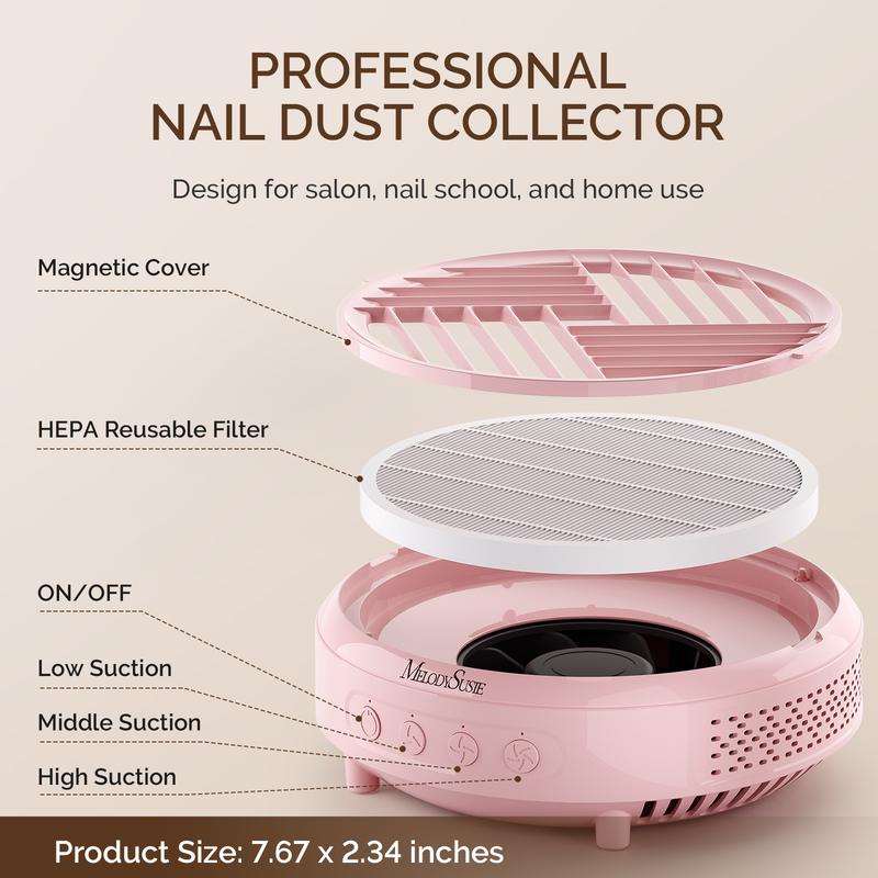 MelodySusie HPro, SProR Nail Dust Collector with Reusable Filter, Powerful Vacuum Fan Vent Dust Collector Extractor Electric Dust Suction Machine