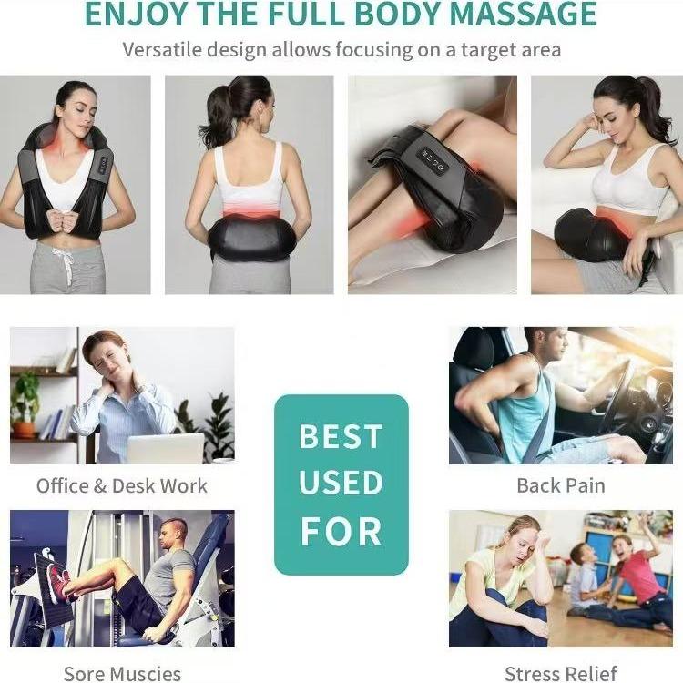 Neck Shoulder Back Massager with Heat - Shiatsu Massager Adjustable Relaxing Gift Plug-in Comfort neck black massage devices Daily Lightweight