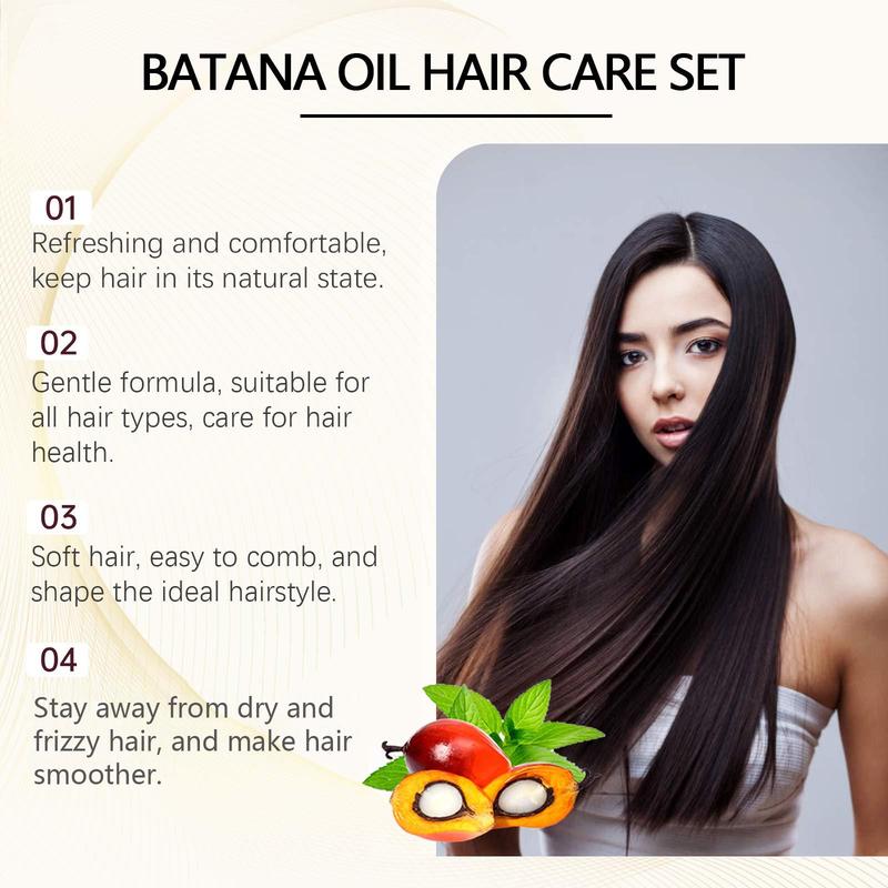 Batana Oil Hair Care Kit, 1 Set Moisturizing Hair Shampoo & Conditioner & Hair Mask & Hair Oil, Hair Care & Styling Product For Women & Men