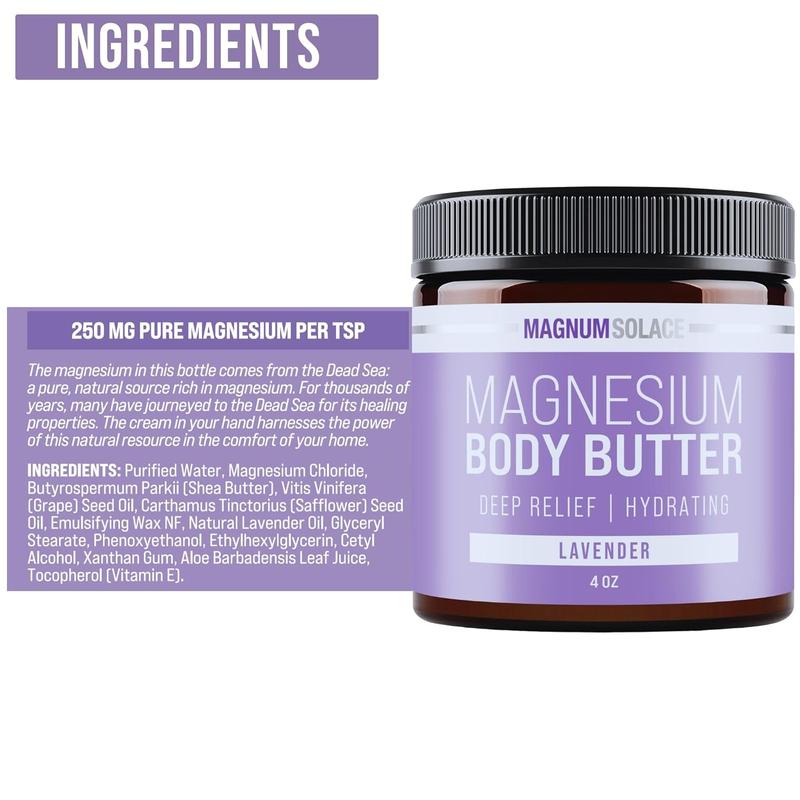 Magnesium Body Butter - Nighttime Magnesium Cream - Lightly Scented (Lavender) Body Care Lotions