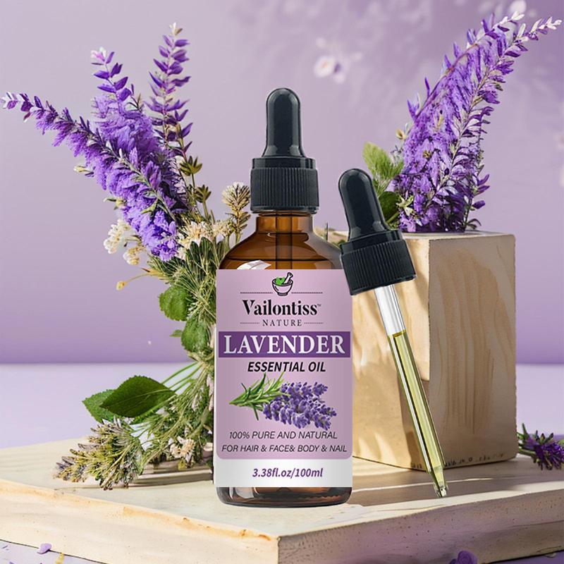 100ml Lavender Essential Oil, Natural Lavender Extract Essence Oil for Spa, Yoga, Massage, Bath, Aromatherapy, Fragrance Candle Making, Skin Care, Body Care, Nail Care, Hair Care and Eyelash Care