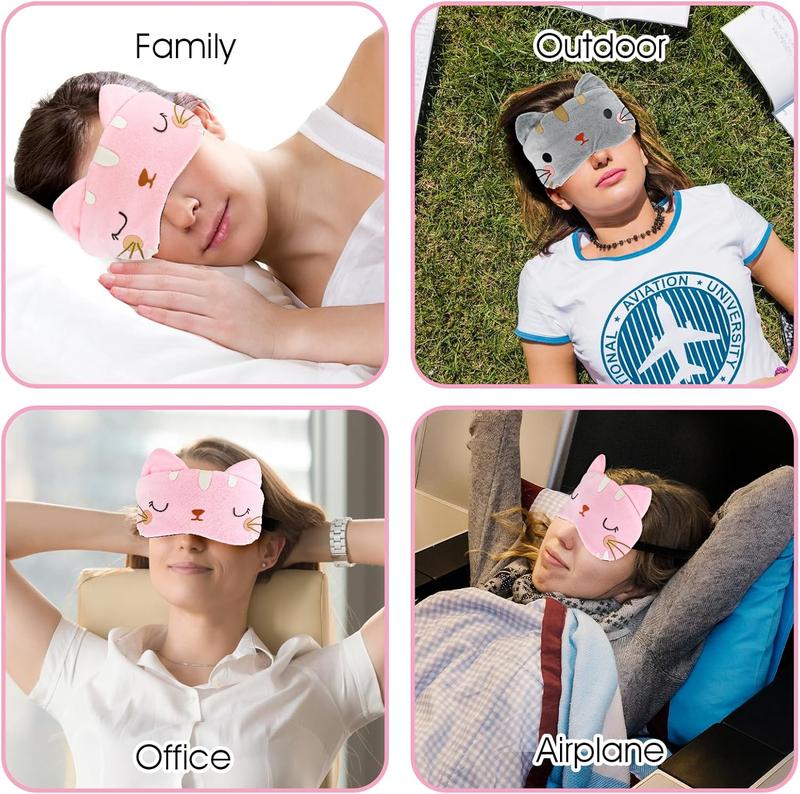 4 count Plush Sleeping Eye Cover Furry Sleep  Soft Comfortable Blindfold Rainbow Elastic Faux  Eye Shade for Adults  Travel Nap Sleeping (Pink+White+Grey+Black) Lightweight Mask