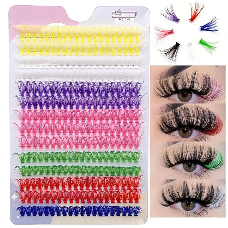 Colorful False Eyelashes, 1 Box D Curling Lash Cluster, Natural Look Eyelash Extensions, Self Grafting Curl Eyelashes, Eye Makeup Product, Eyelashes Extensions Products for Home and Salon Use, Christmas, Christmas Gift