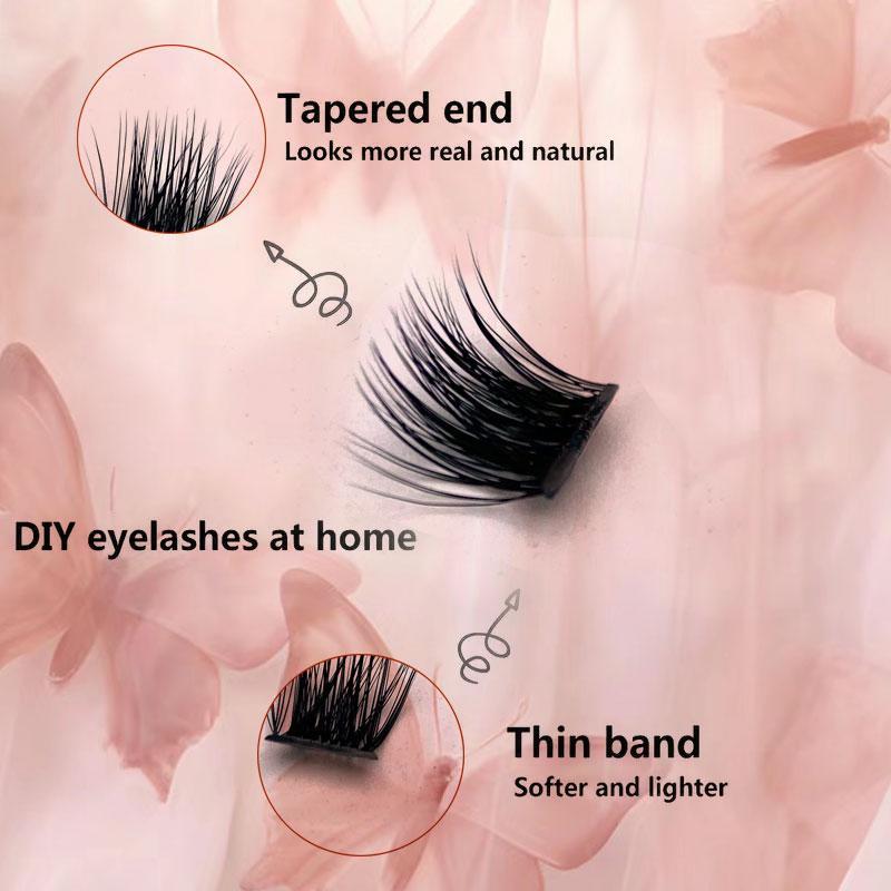 Natural Look Eyelash Extensions Kit, 1 Set Individual False Eyelashes with Eyelash Glue & Tweezers & Brush, Self Grafting Curling Eye Makeup Tool