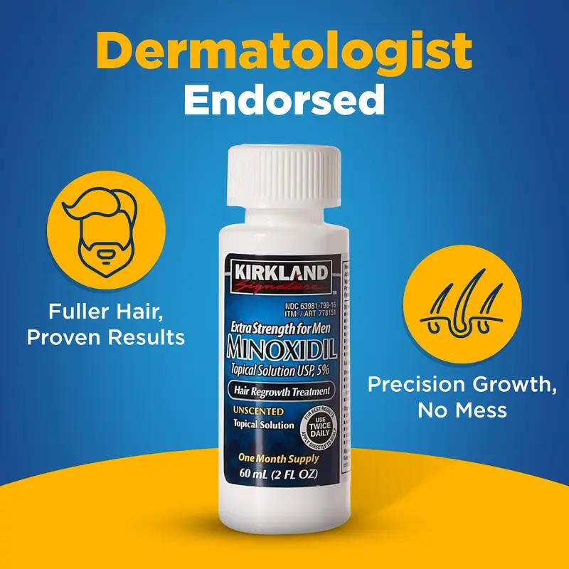 Kirkland Signature Minoxidil Liquid Extra Strength Hair Regrowth Treatment for Men, 5% Topical Solution - Comfort, Haircare