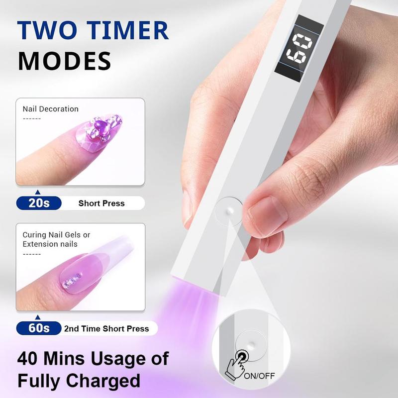 LED Portable UV Nail Lamp with Time Indicator, 1 Count USB Rechargeable Small UV Light for Gel Nails, Dryer & Polish Nail Glue Light for Home Nail Salon, Christmas Gift